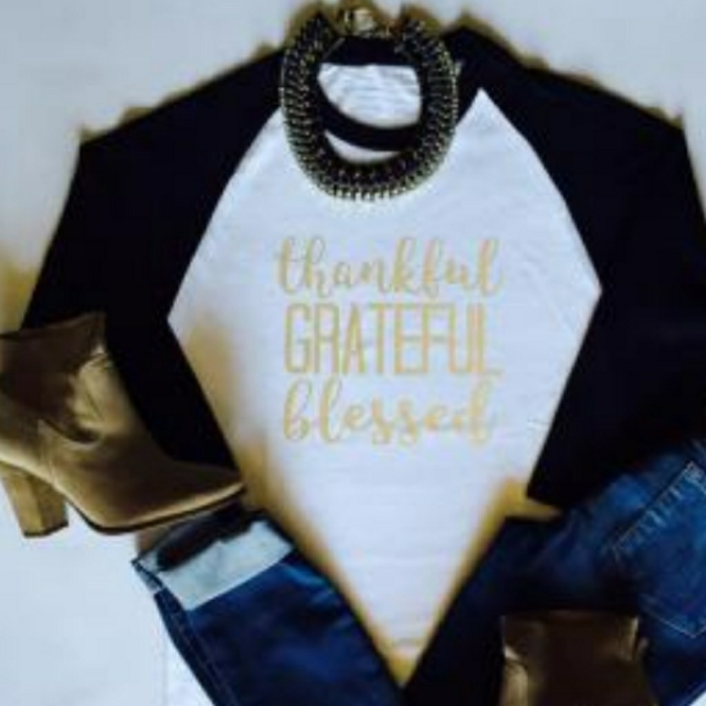 Thankful Greatful Blessed Baseball Tee