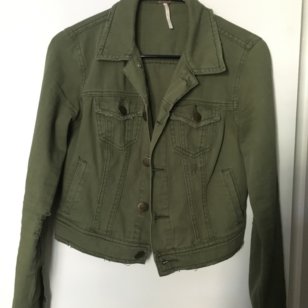 Free People Green Denim Jacket