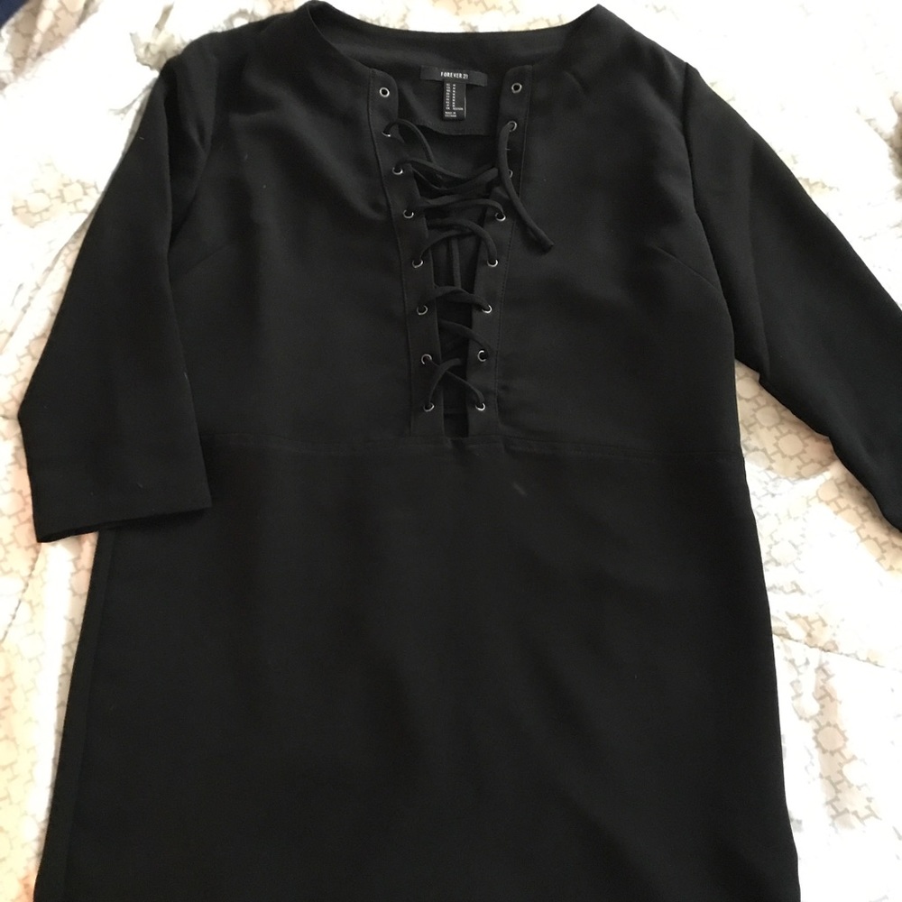 Black lace up dress