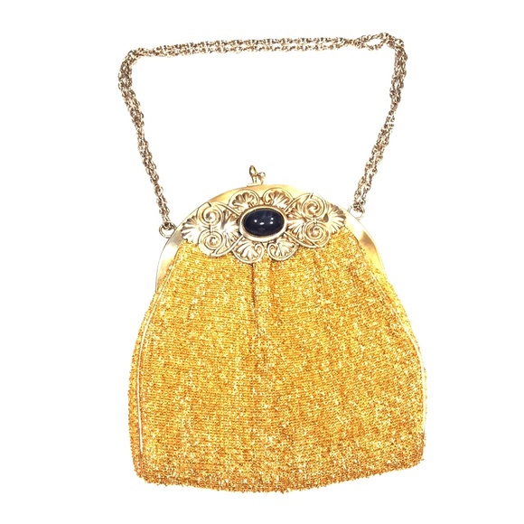 American Vintage Handbags - Vintage HL Harry Levine Gold Fabric Frame Purse