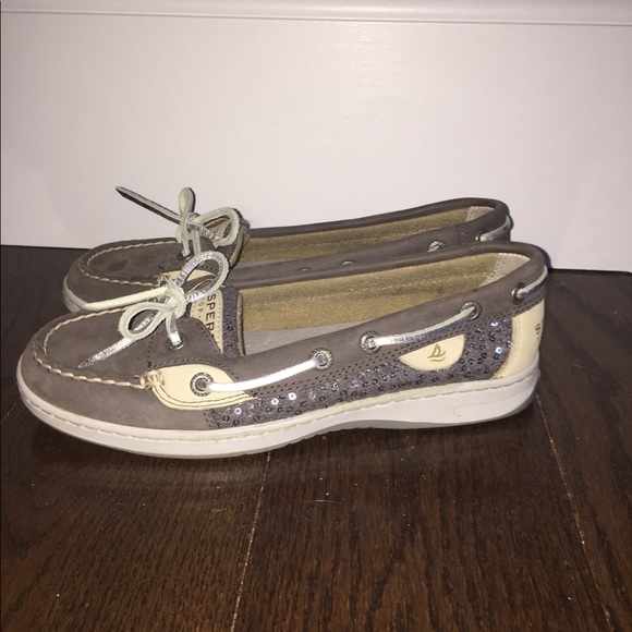 Sperry Grey Angelfish Boatshoes with Glitter Sides - Picture 2 of 4