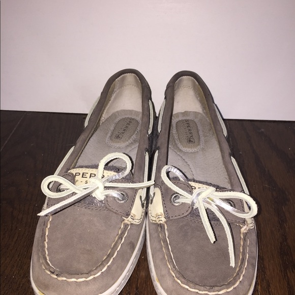 Sperry Grey Angelfish Boatshoes with Glitter Sides - Picture 4 of 4