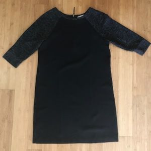 EUC Loft dress with knit baseball like sleeves