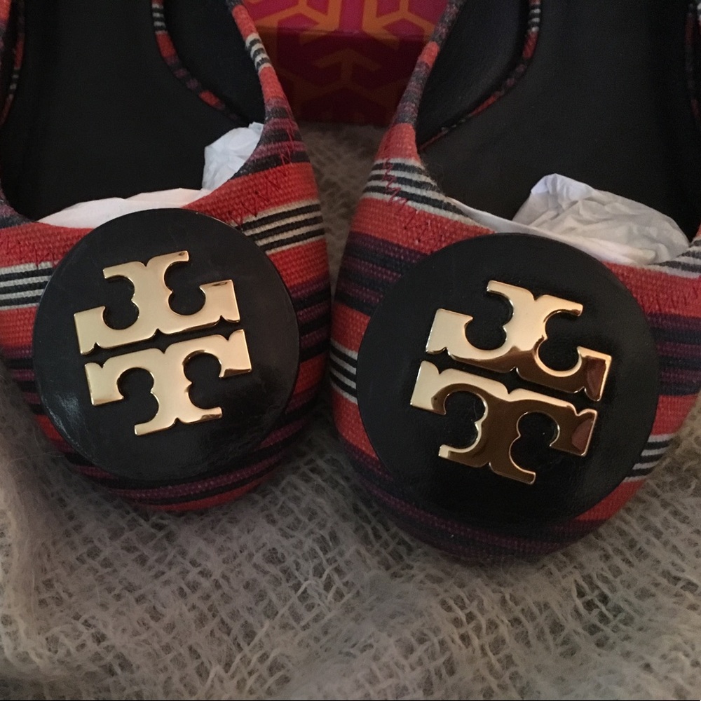 Canvas striped Tory Burch flats