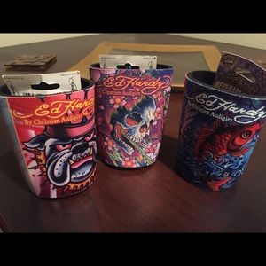 Final $$ Set of 3 Ed Hardy “Koozie” Can Coolers