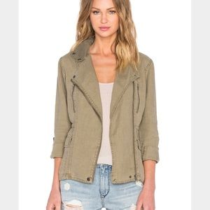 Michael Stars moto linen jacket in green
