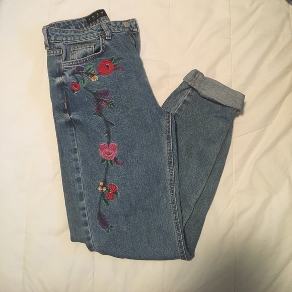 Denim Co. Denim - Embroidered High Rise Mom Jeans