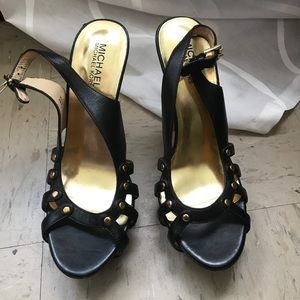 michael kors gold studded slingback heels