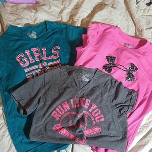3 Under Armour girls t-shirts.