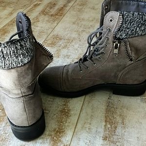 JustFab Gray Sweater Boots