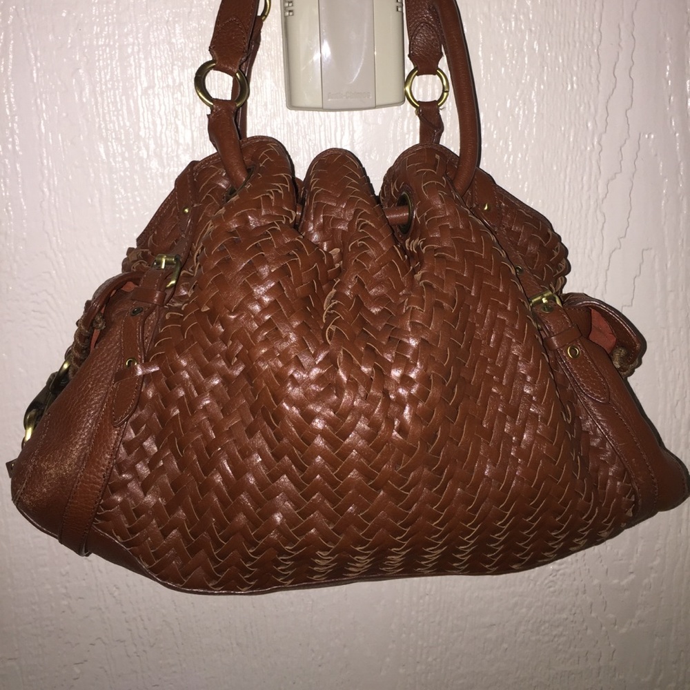 COLE HAAN WEAVE LEATHER BAG