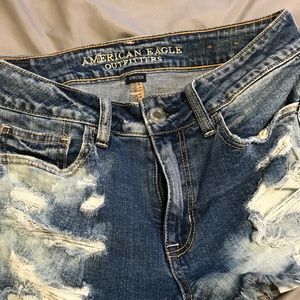 American Eagle "Hi Rise Shortie" jean shorts