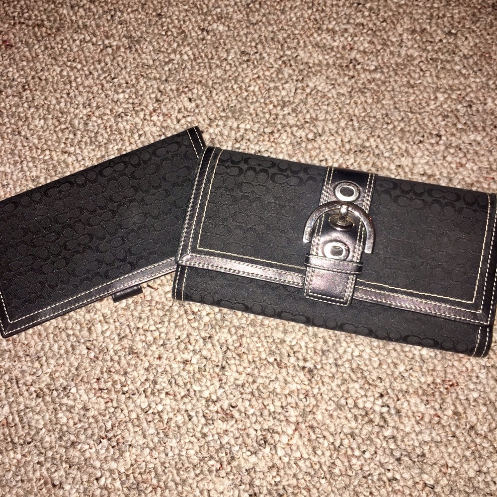 Coach signature monogram soho checkbook wallet