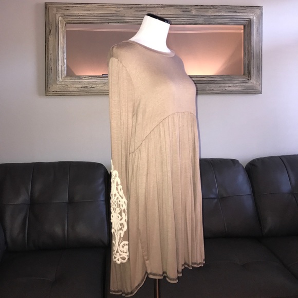 Bellamie Dresses & Skirts - Worn 1x Brown with Lace Details Tunic Dress