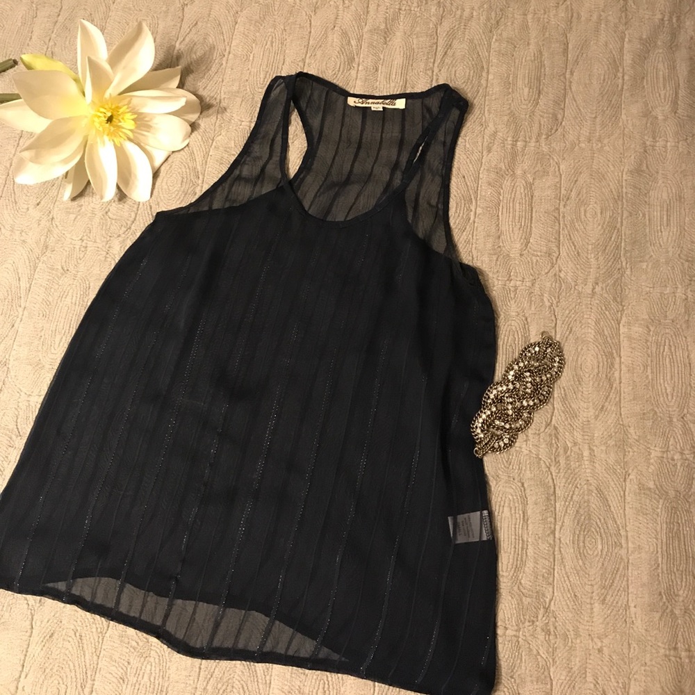 Sheer navy blue tank