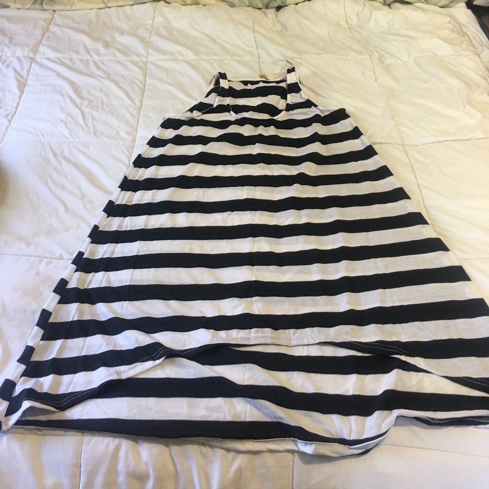 Black and White Striped Beach cover up .