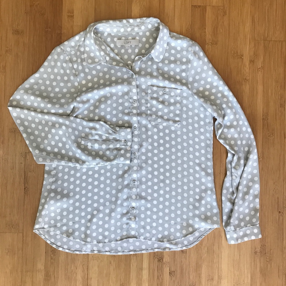 Loft light grey with polka dots blouse