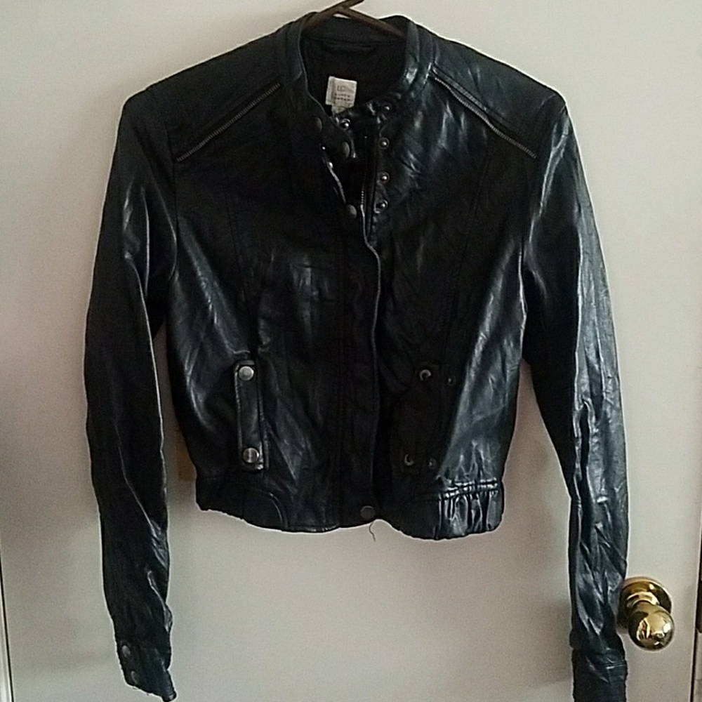 Faux leather bomber jacket