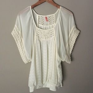 Free People White Cream Flowy Top
