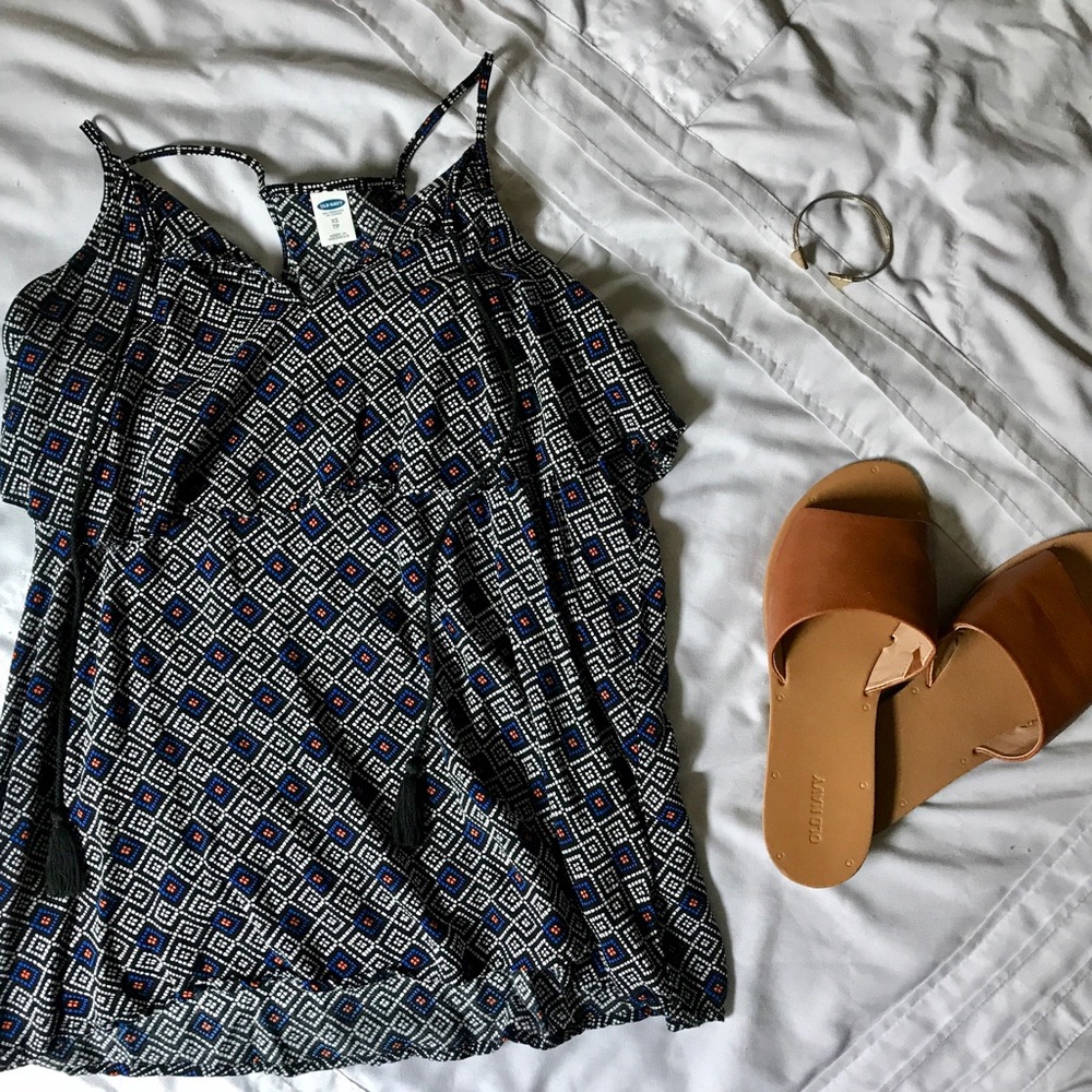 Geometric Tassel Tank Top