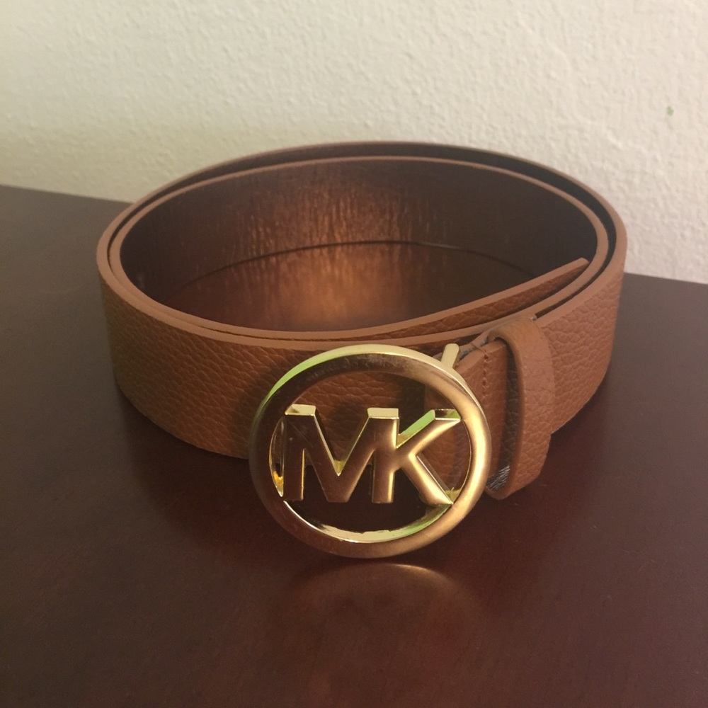 Michael Kors Brown Pebble Logo Belt