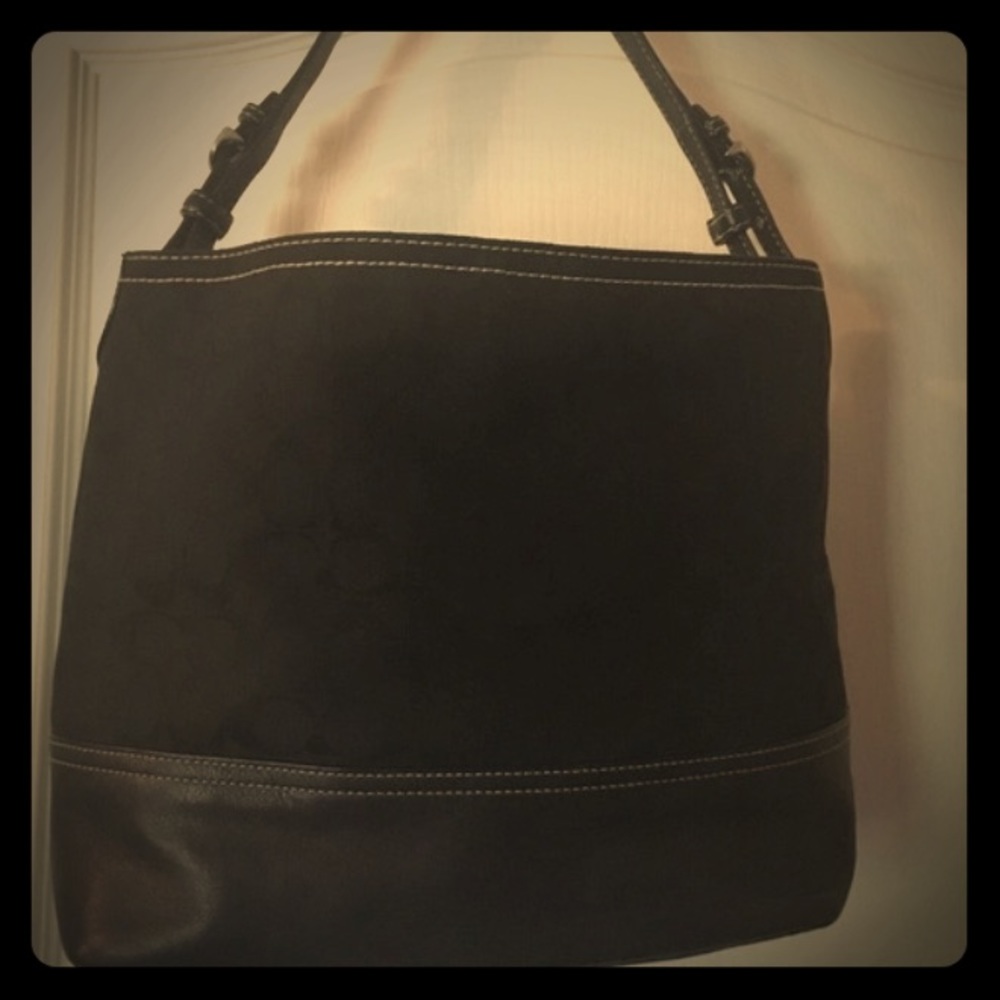 Vintage Coach Black Logo Large Hobo