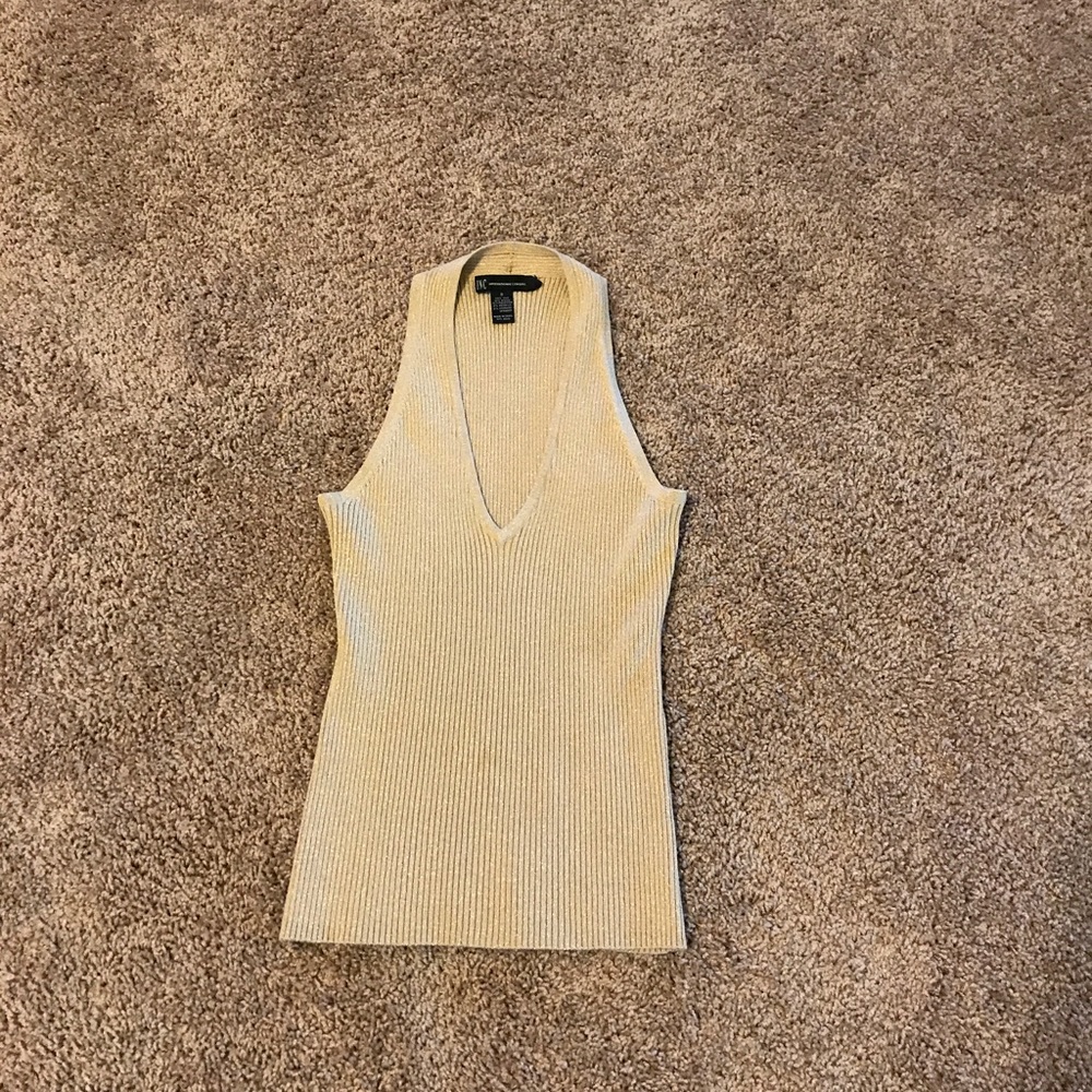 INC gold sweater halter top