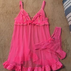 VS Hot pink peekaboo lingerie
