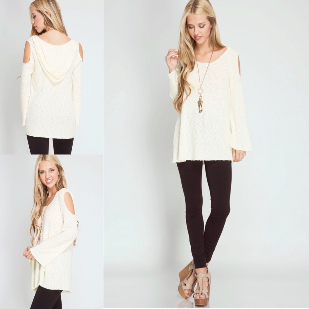 Long sleeve cold shoulder top
