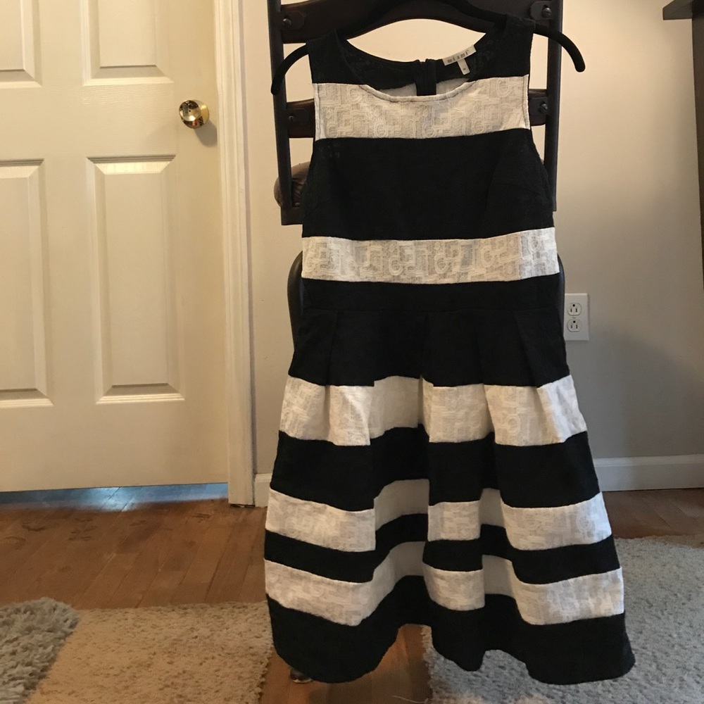 Black and white striped dress