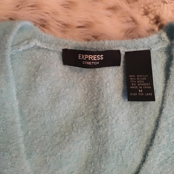 Express Teal V-Neck Stretch Sweater - Picture 2 of 2