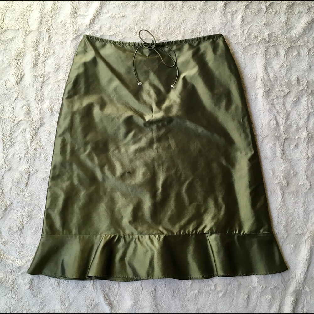 Moss Green Silk Skirt