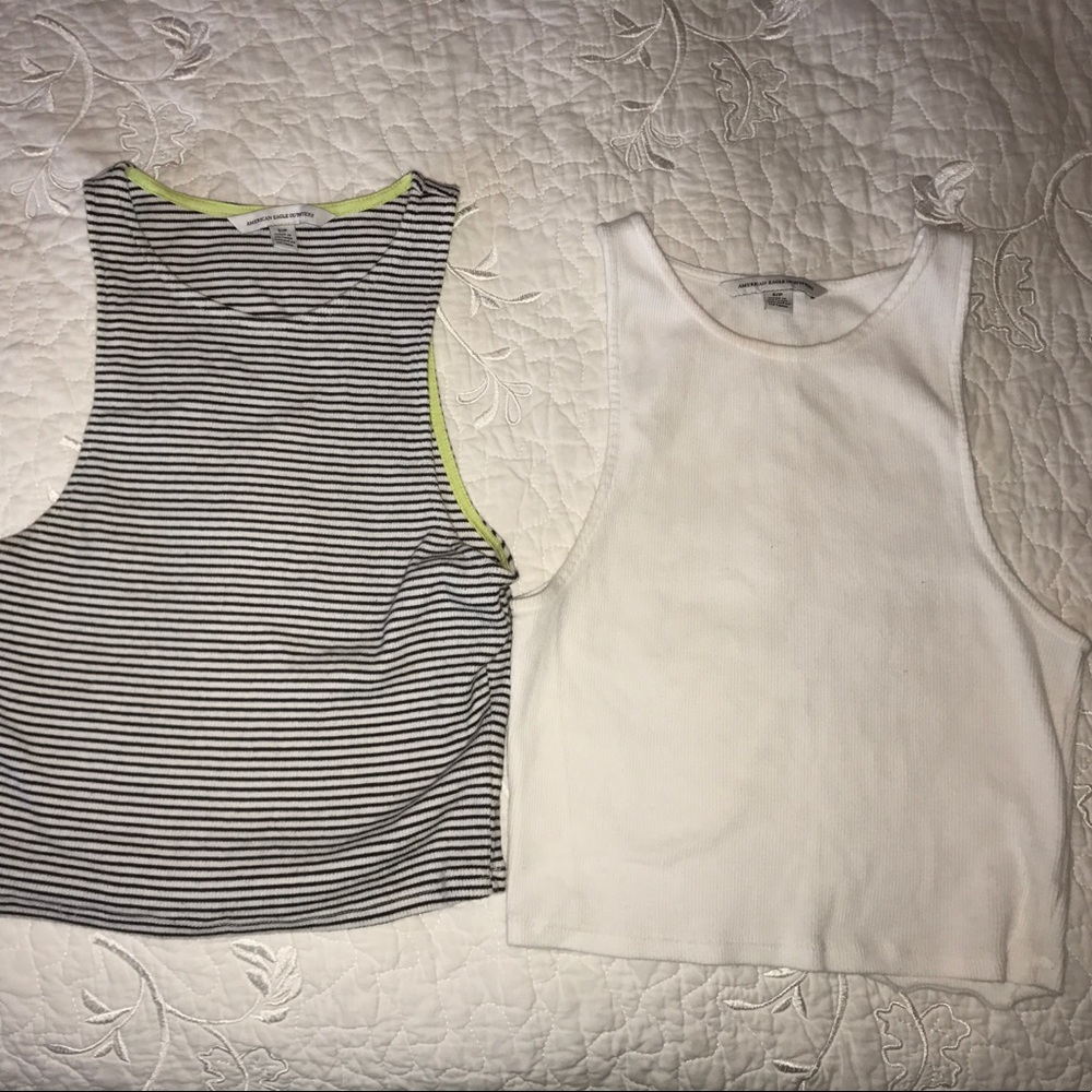 TWO crop top type tank tops