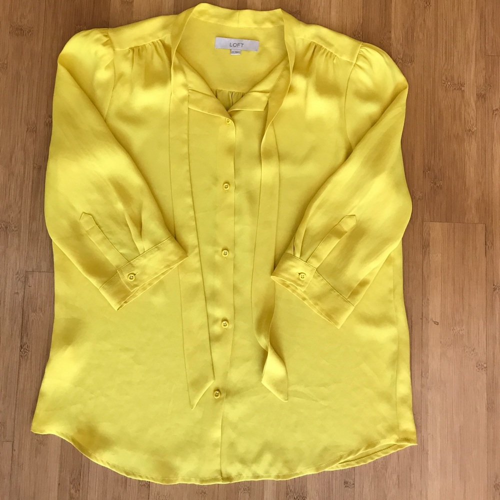 Bright mustard secretary 70s style blouse