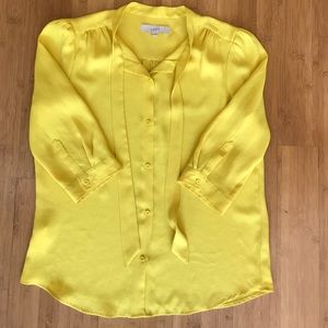 Bright mustard secretary 70s style blouse