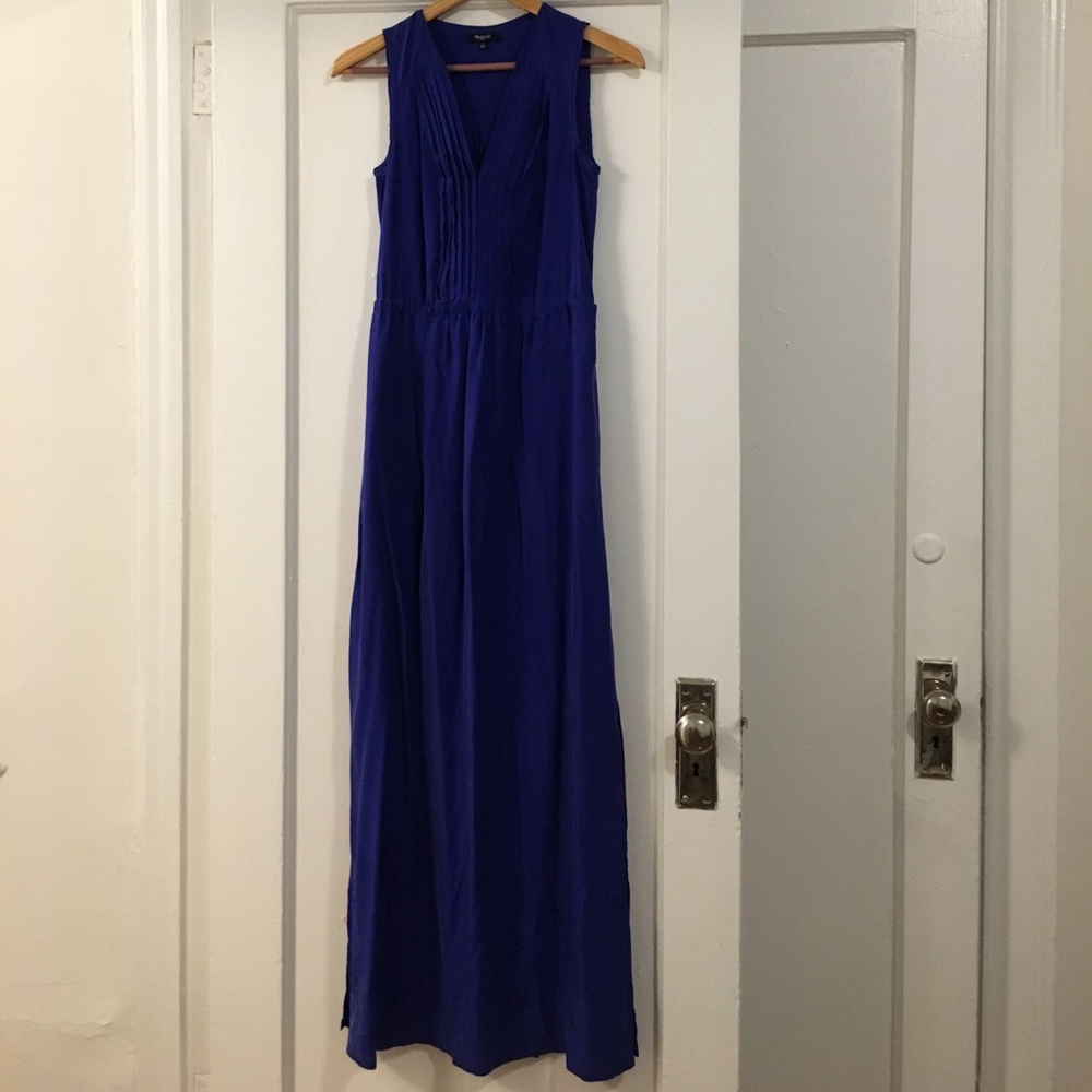 100% Silk Long Deep Blue Madewell Dress