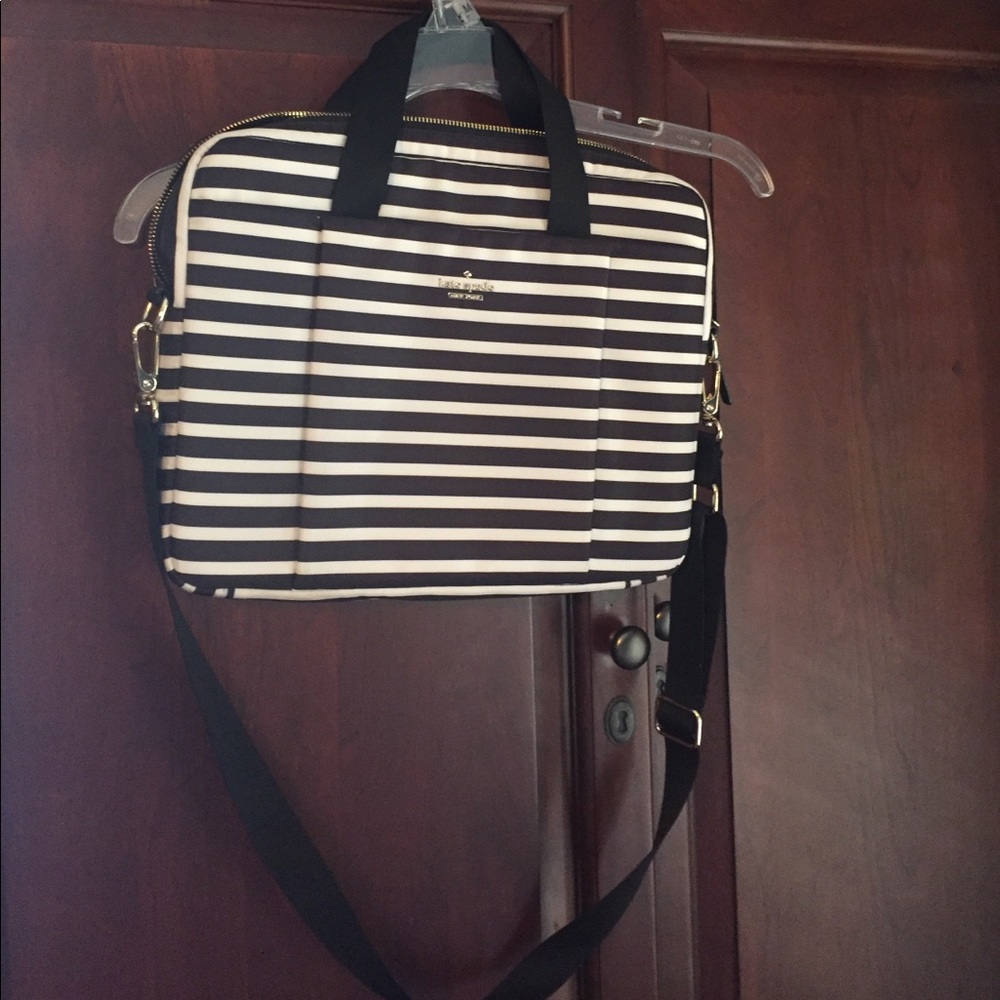 Kate Spade laptop commuter bag black/white stripe