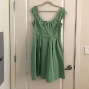 Mint green, off the shoulder dress