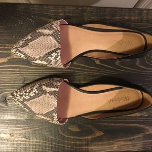 Madewell D'Orsay Pointed Flats in Black/Snakeskin