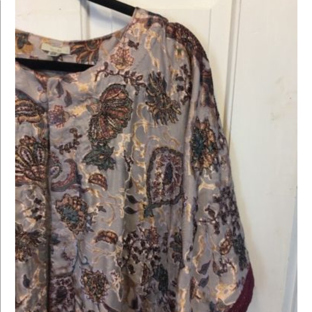 Anthropologie Lavender fringed Beaded Shawl new