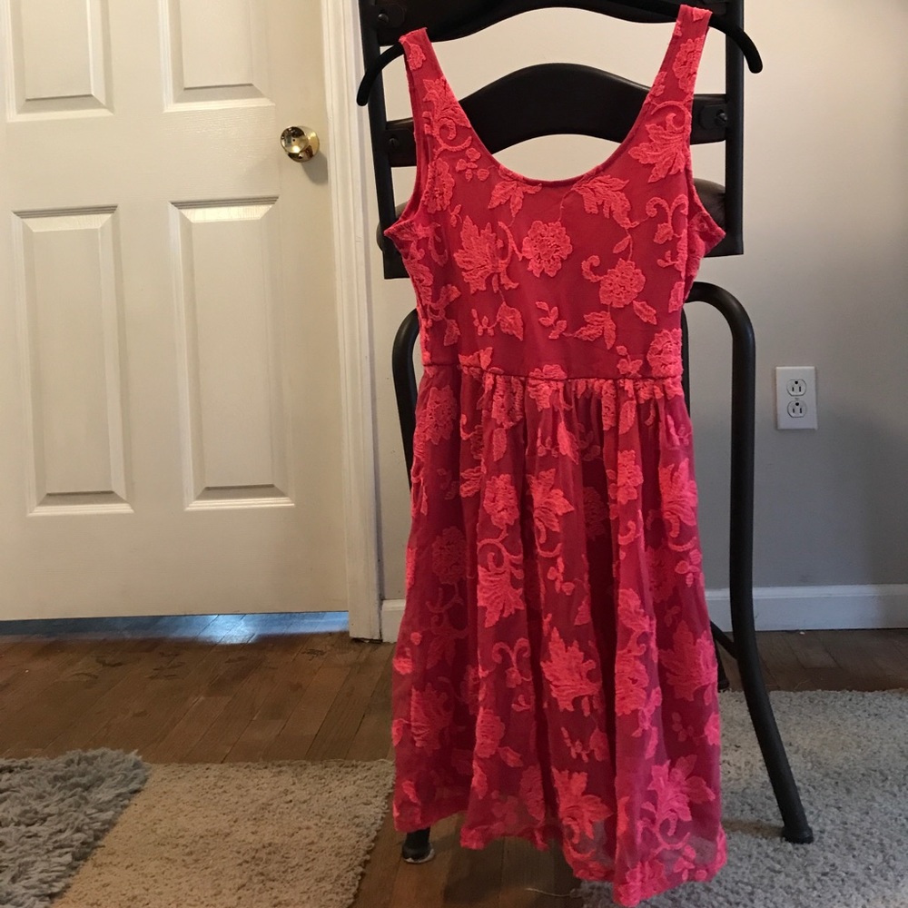 Embroidered Coral Dress