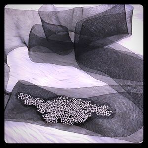 White by Vera Wang Black Horsehair Sash Crystals