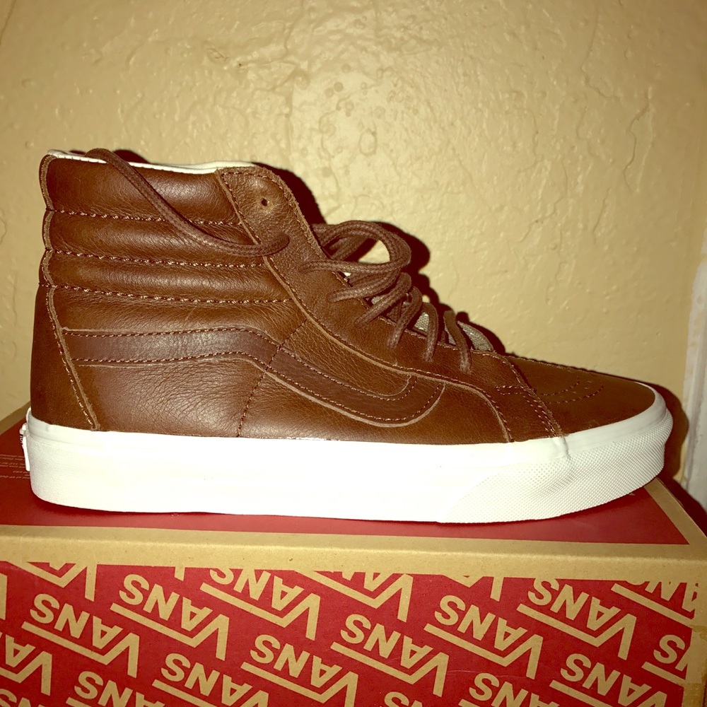 Unisex Sk8-Hi Reissue Brown Leather Vans M7.5 W9.0
