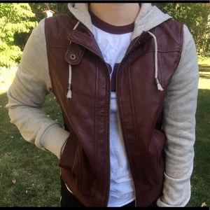Maroon Zip-up Fall jacket