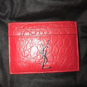 YSL Card Holder Croc Embossed