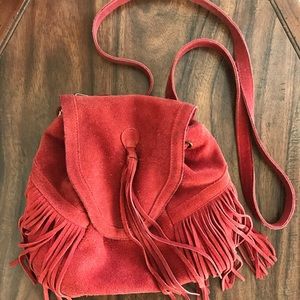 ✨FINAL PRICE DROP✨ Suede Fringe Crossbody/Backpack
