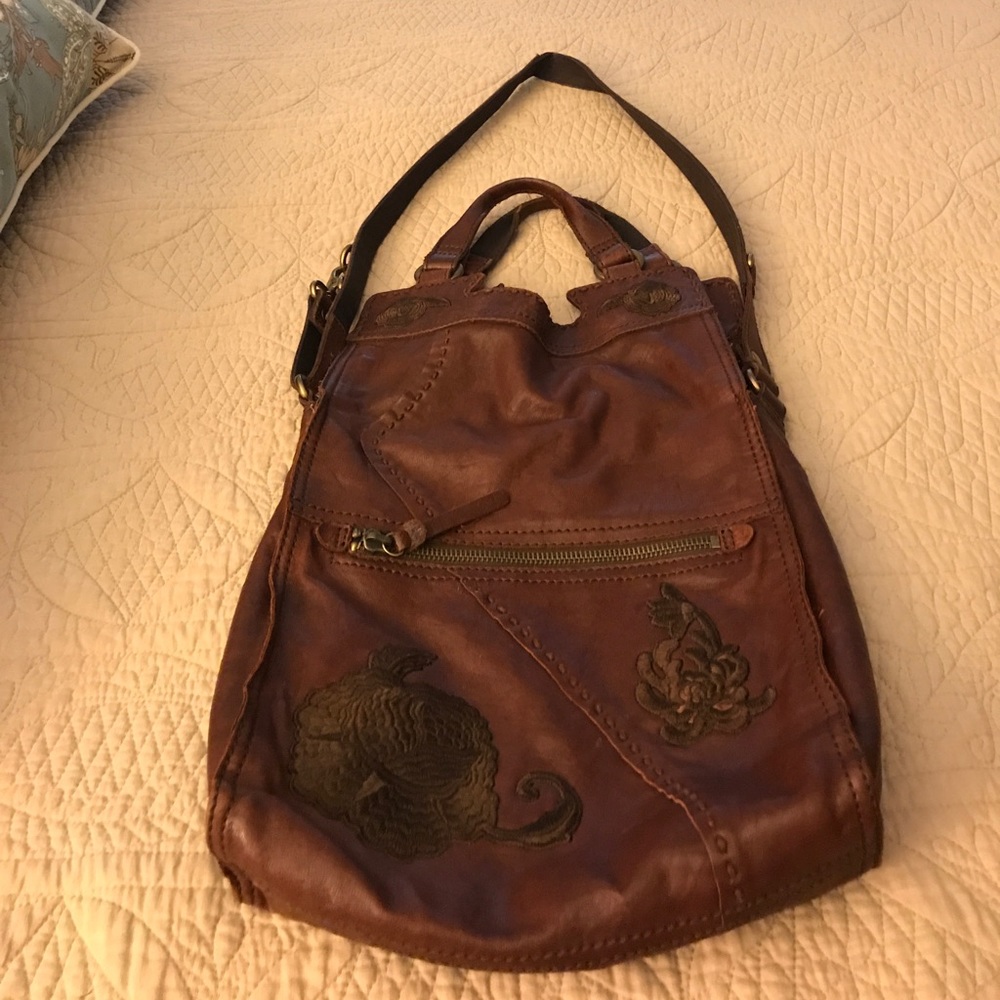 Brown leather lucky brand cross body Handbag