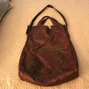 Brown leather lucky brand cross body Handbag