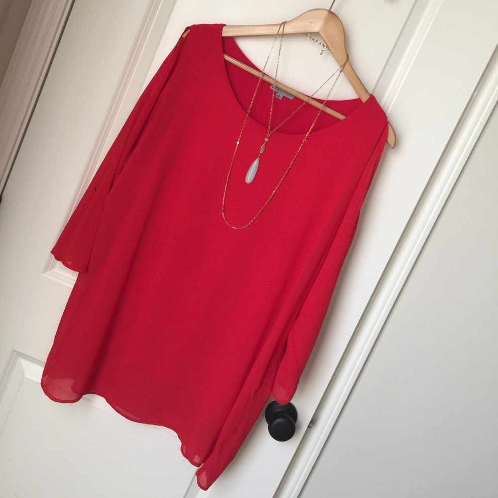 Red sheer top with built in tank