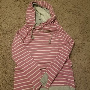 DoubleHood sweatshirt in magenta stripe